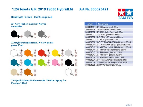Tamiya 1:24 Toyota G.R. 2019 TS050 Hybrid